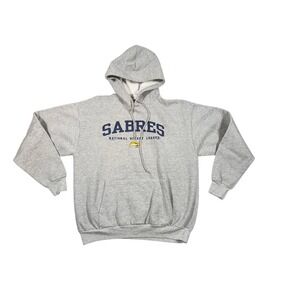 Buffalo Sabres Hoodie Womens Medium Gray Double Sided Slug Logo CSA Pullover Y2K